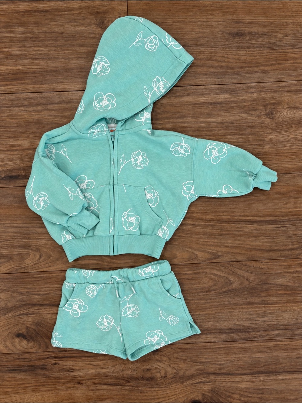 Cat & Jack Mint Green Floral Zip Hoodie